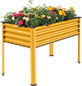 Land Guard Galvanized Raised Garden Bed with Legs Galvanized Planter Raised Garden Boxes Outdoor(Yellow)