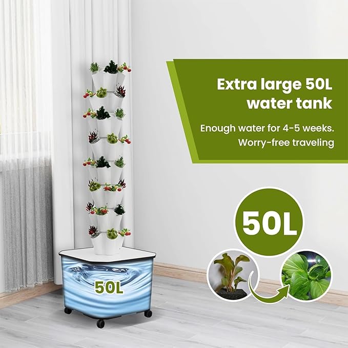 Aeroponic Tower Garden System Tower Garden Growing System Vertical Farming Tower with Pump Soilless Cultivation Growing System(166cm/65in)