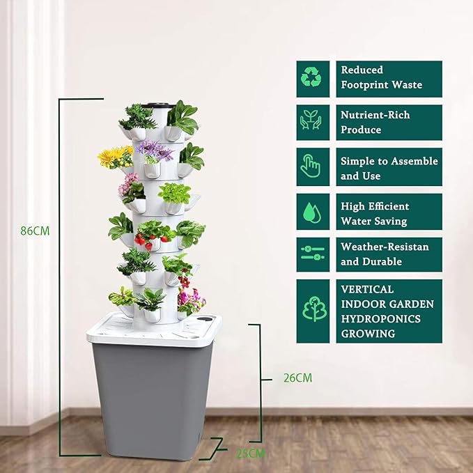 Hydroponics Growing System 30-Plant Hydroponics Tower Growing Sys Vertical Indoor ing Sys Silent Pump Tower Hydroponics Growing Sys Kit