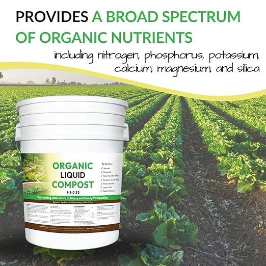 Organic Liquid Compost: Fast-Acting Alternative to Messy and Smelly Composting | Perfect for Annuals &amp Perennials Trees &amp Shrubs Lawn &amp Turf and Fields &amp Pastures (5 Gallons Treats