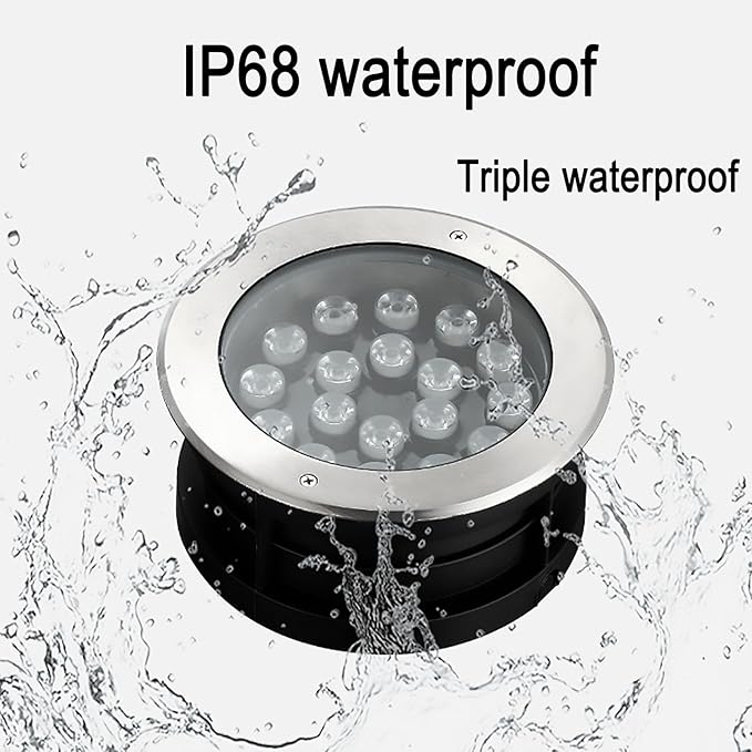 Outdoor Buried Lights - LED Underwater Tlight AC 24V Round 15° Angle Adjustment Pond Spotlight IP68 Waterproof Embedded Submersible Landscape Light Can Be UsRgb-12W