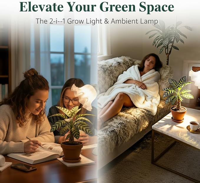 Table Top Grow Light for Indoor Plants – Decorative Desk Plant Light for Succulents Bonsai Cactus Adjustable Desktop Grow Lights with Base Cute Office Mini Grow Lamp