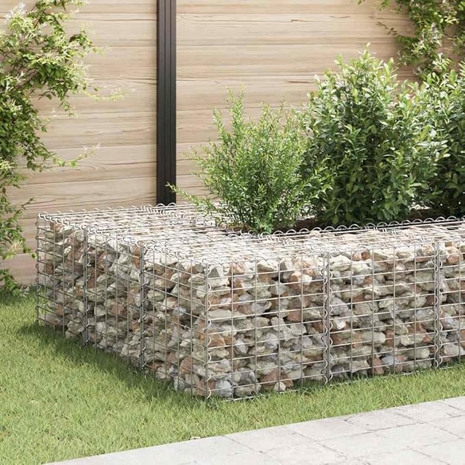 Gabion Raised Bed Silver Steel Wire 19.7 x 19.7 x 19.7 in Durable Gardening Pots &amp Planters 145650