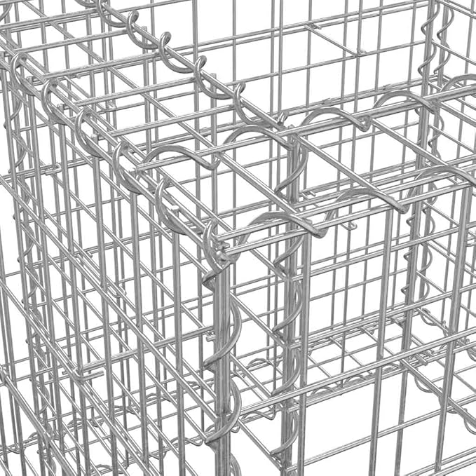 Gabion Basket Silver Galvanized Iron 27.6x27.6x25.6 Inch Square Durable Outdoor Planter Raised Garden Bed for Patio