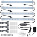 Litever Grow Light Strip Kit 36W with Timer 4 pcs 16 Inches LED Grow Light Strips with Extension Cables Mounting Accessories for Greenhouse Grow Shelf. Perfect for Indoor Growing-(4-Strip-Kit)