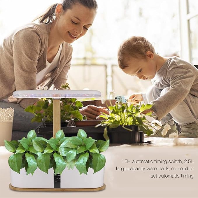 10 Pods Indoor Garden Plant Germination Kit with LED Grow LightHydroponics Growing System 2.5L Water Cycle Herb Garden Plants Germination Kit with Automatic Timer for Family Gardening Planter