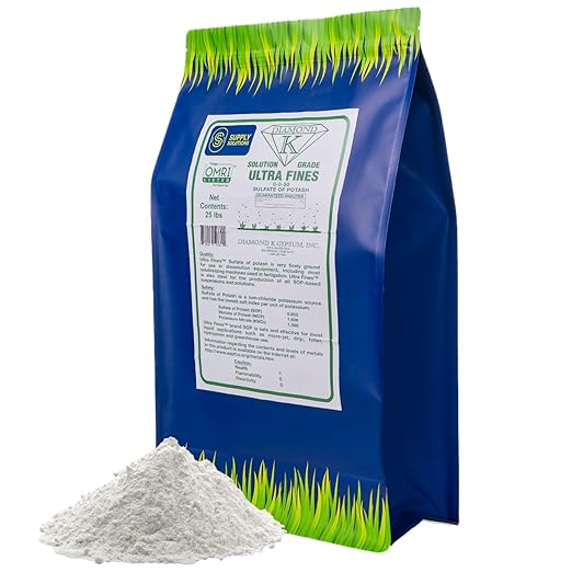 Supply Solutions Sulfate of Potash 0-0-50 - Organic Potash Fertilizer - Suitable for Fertigation Drip Systems Foliar Hydroponics Greenhouse Use - Ideal for Flowers Fruits Gardens (25 Pounds)