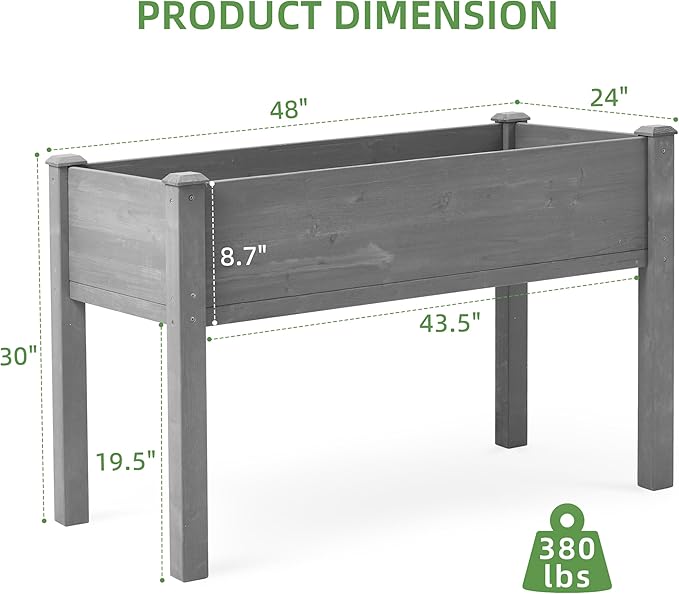 Raised Garden Bed Outdoor Horticulture with Legs Elevated Wood Raised Planter Boxes w/Stable Rectangle Structure Standing Planter for Vegetables Flowers Herbs Planting