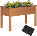 HAPPYGRILL Raised Garden Bed Outdoor Wood Garden Box w/Legs Drainage Holes Black Garden Liner Fabric Solid Wood Frame Elevated Planter Box for Backyard Patio Balcony 49” x 23” x 30” (L x W x H)