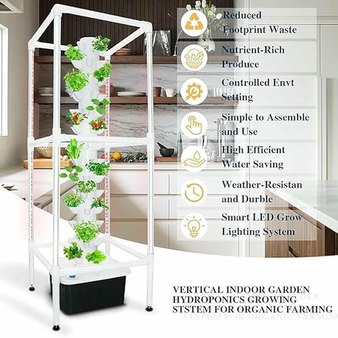 15 Layers 45 Plant Locations Soilless Hydroponic Tower Growing System Indoor Vertical Grow Tower Aquaponics Growing System Hydroponic Growing Kit-*