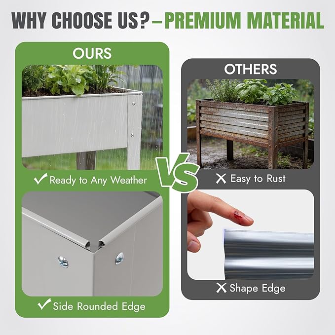 INNO STAGE 31.5 Tall Raised Garden Bed with Legs &amp Wheels- Elevated Planter Box with Shelf Anti-Rust Metal Galvanized Steel Garden Bed for Herb Vegetable Gradening Patio Balcony Backyard
