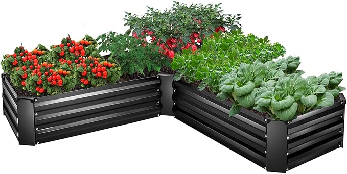 EDOSTORY Raised Bed Garden Bed Kit 5x5x1ft Galvanized Planter Tall Raised Garden Boxes Outdoor Large Metal Raised Garden Beds for Vegetables Flowers Herbs