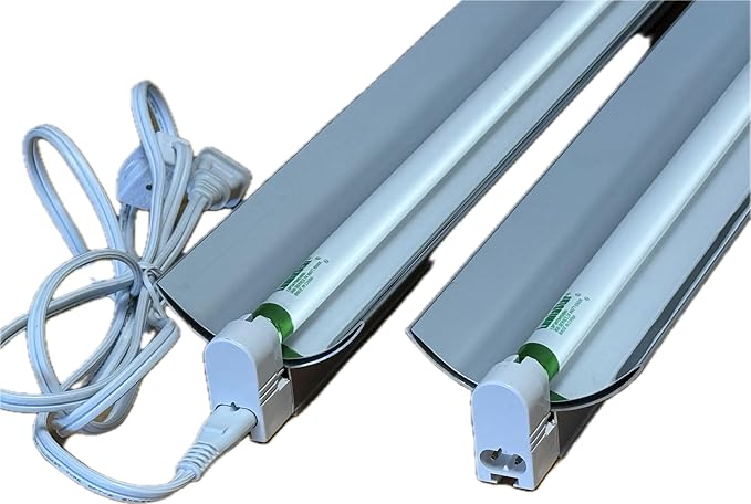 Grow Light Strip 4 Ft 54W 6500K Full Sun Spectrum 2-Pack Single Bulb with 4in Wide Reflector