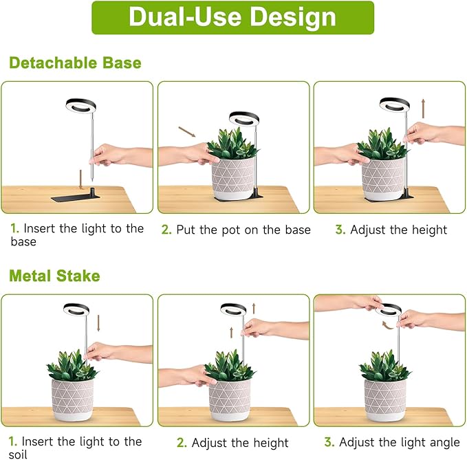 Kullinss Plant Light 48 LEDs Full Spectrum Plant Lights for Indoor Growing Halo Plant Light with 3/9/12H Timer 3 Color Modes 10 Brightness Height Adjustable Grow Lamp for Small Plants (5 Pack)