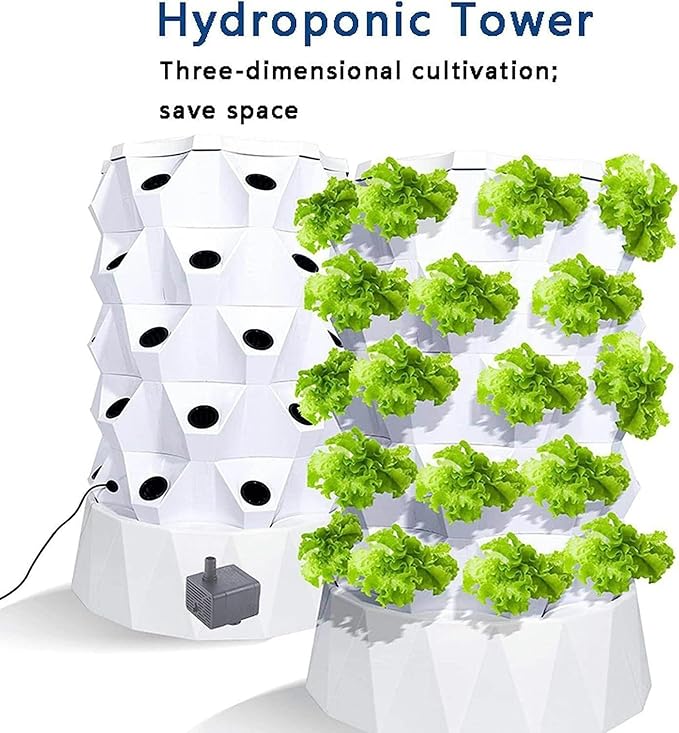 48/64/80Holes Hydroponic Growing Systems - Aeroponic Tower Garden with Self-Watering - Vertical Grow Tower for Indoor Gardening - Grow Herbs Fruits &amp Vegetables10floors//1pc
