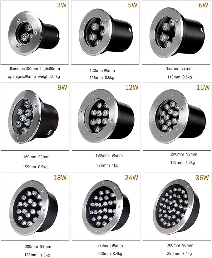 LED Underwater Fountain Light - RGB Landscape Lights with RF Remote Control Recessed Spotlight IP68 Waterproof Stainless Steel Garden Spotlight For Garden Pond Swimming Pool Terrace(Ac12v15W)