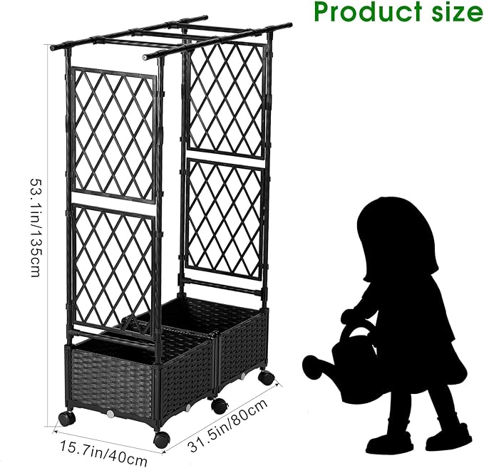 Planter with Trellis Raised Garden Beds 4.5ft Tall with Screen Indoor Outdoor Vegetable Flower Privacy Planter Box for Backyard Balcony Patio Black