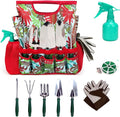 9-piece Garden Tools Set with Gloves and Floral Tote Bag - Gardening Hand Tools Kit with Storage Bag Gifts for Women