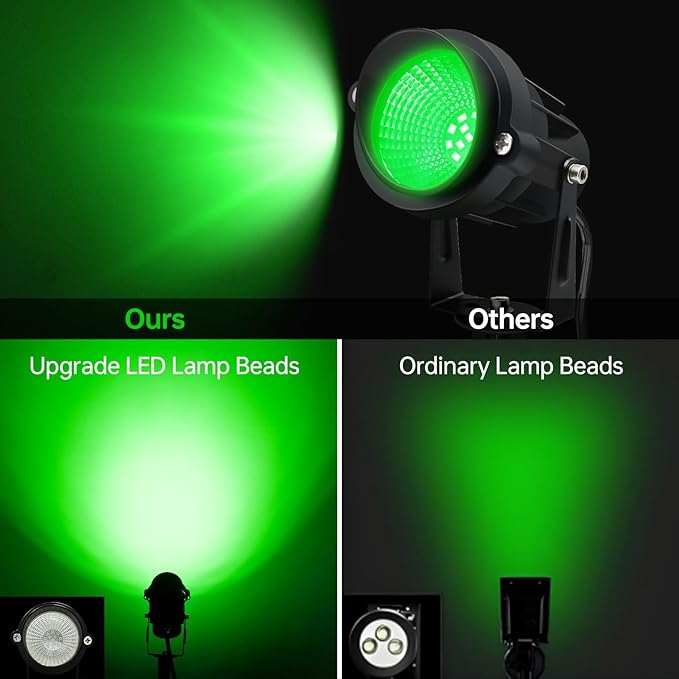 Green Outdoor LED Spot Lights for Yard &amp Garden – 12W Landscape Lighting Christmas &amp Holiday Decor Adjustable Beam4Pack