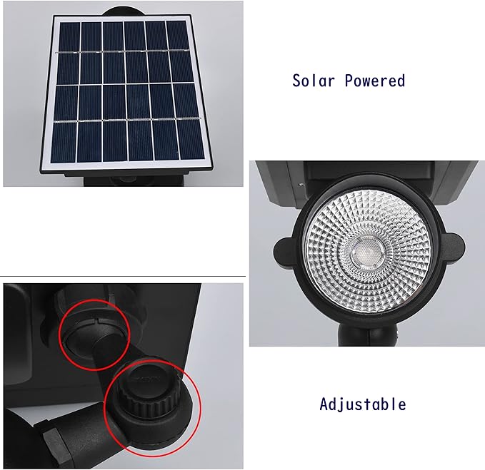 Outdoor LED Spotlight Waterproof Solar Spot Lights with Bracket Security Tree Light-Operated Adjustable IP65 Clip Lamp for Granary Courtyard Garden Pathway Landscape HWD0173