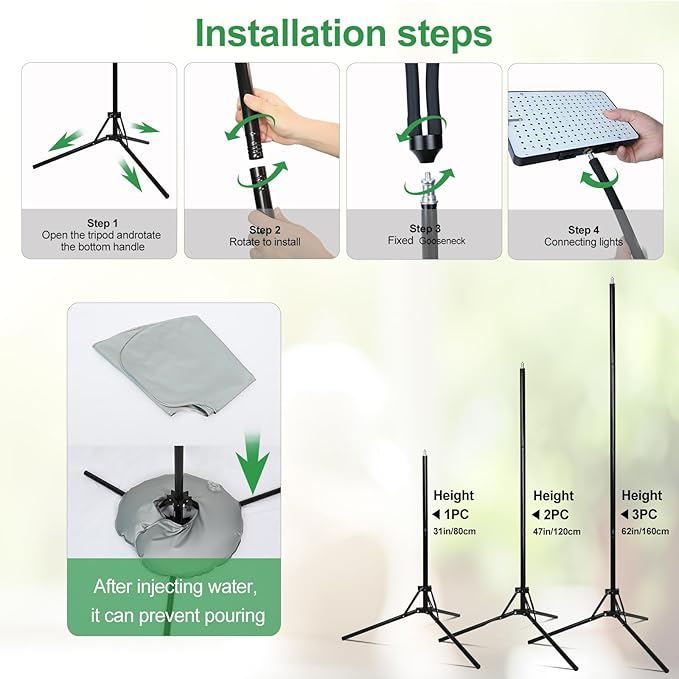 2026 2Head Full Spectrum Grow Light with Stand 50 Watt Bright Grow Lights for Indoor Large Plants Tall Bonsai Tree Auto On/Off Daily Timer(4/8/12/16/20H) Adjustable Stand 24-78