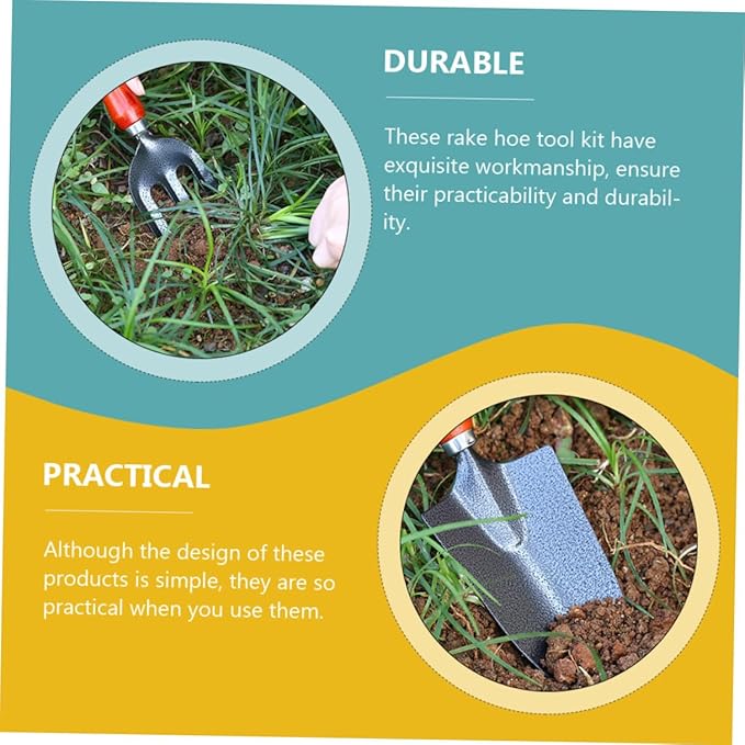 DOITOOL Multipurpose Garden Tool with Shovel Hoe and Rake for Flower and Vegetable Planting Outdoor Gardening Tools for Easy Digging and Soil Cultivation