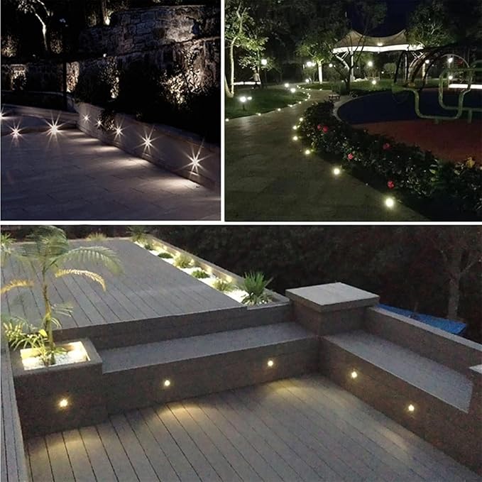 YANYO 5PCS Ground LED Landscape Lights - Led Spot Lights DC12V Mini Stair IP67 Waterproof Outdoor Recessed Lamps 1W LED Deck Light Spotlight with Narrow Beam for Garden Stairs(White) (White)