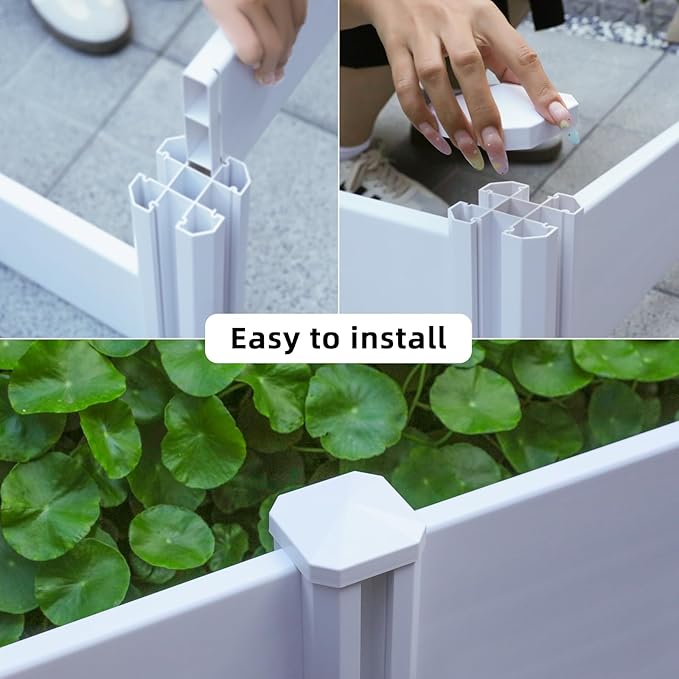 8'x4'x12 Large Vinyl Raised Garden Bed | Screwless Modular Planter Box with Open Bottom | Rust-Proof Outdoor Above Ground Bed for Vegetables Herbs Flowers &amp Whelping Pen