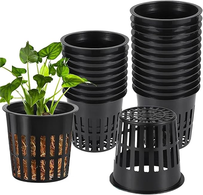 Net Pots for Hydroponics 16PCS Hydroponic Garden Net Pots - Slotted Plastic Mesh for Plant Nursery(White)