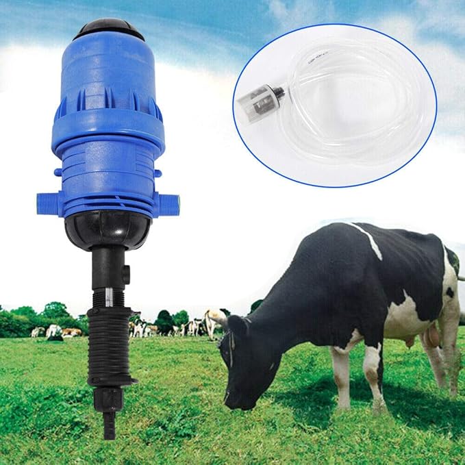 KANING Adjustable Automatic Fertilizer Injector Water Powered Chemical Liquid Doser Dispenser 20-2500 L/H Drip Irrigation Injector Dosing Pump for Industry Garden Hose Livestock (Blue)