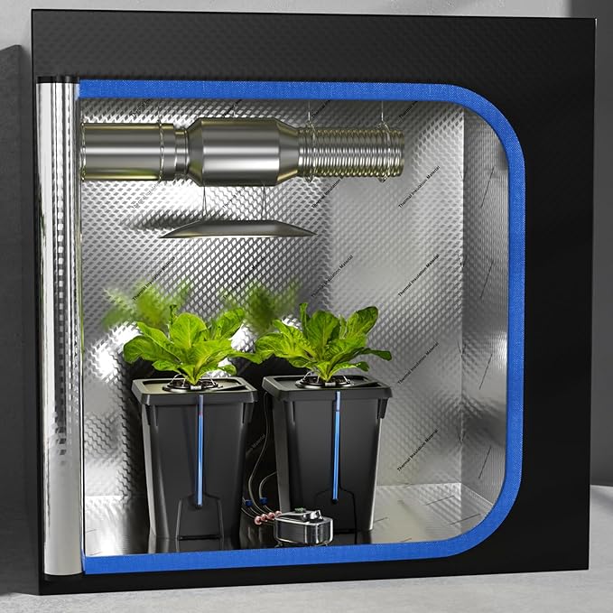 2 Buckets DWC Hydroponics Grow System with Top Drip Kit 7 Gallon Deep Water Culture with Air Pump Air Stone Air Hose Recirculating Drip Garden System