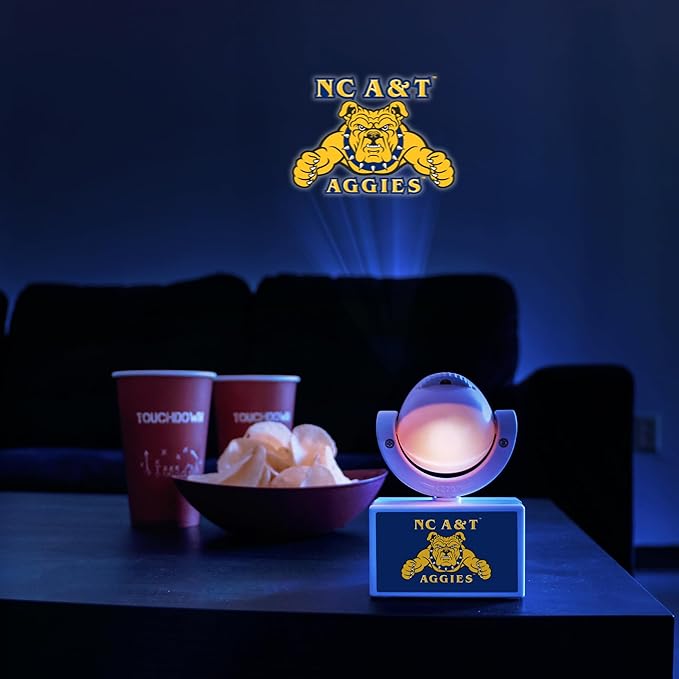 Sporticulture NCAA American Football NC A&ampT Aggies - Adjustable Led Mini Spotlight Projector with 6 Team Logo Designs - Portable &amp Rechargeable Spotlight - Battery-Operated - 4.375” x 3.125”