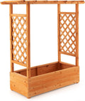 Raised Garden Bed with Trellis Wood Planter Box with Arch Trellis Hanging Roof &amp Drainage Holes Outdoor Elevated Planter for Garden Climbing Plants Flowers Vegetables (1)