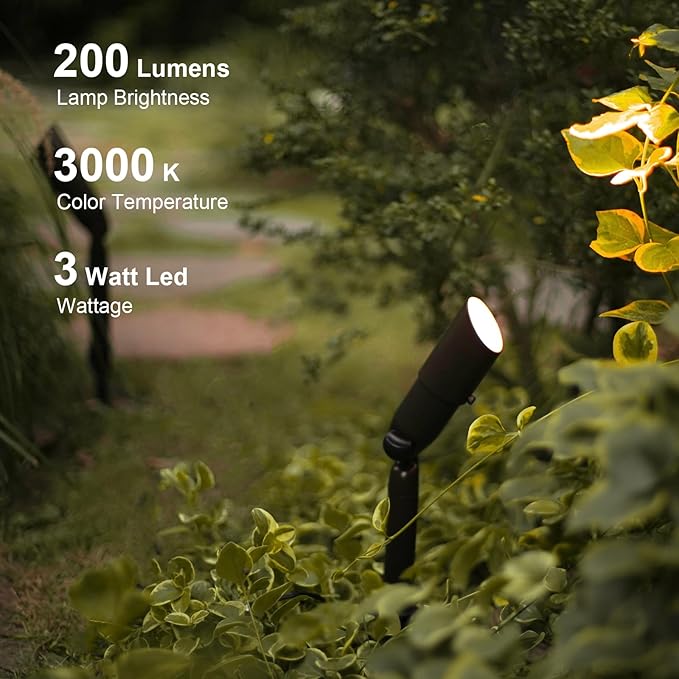 GOODSMANN Low Voltage Landscape Lighting Floodlight &amp Spotlight 3W LED 200 Lumen with Replaceable Bulbs 3000K Warm White 12V AC Tree Lights Garden Up Light Hardwired Lighting with Cable Connector
