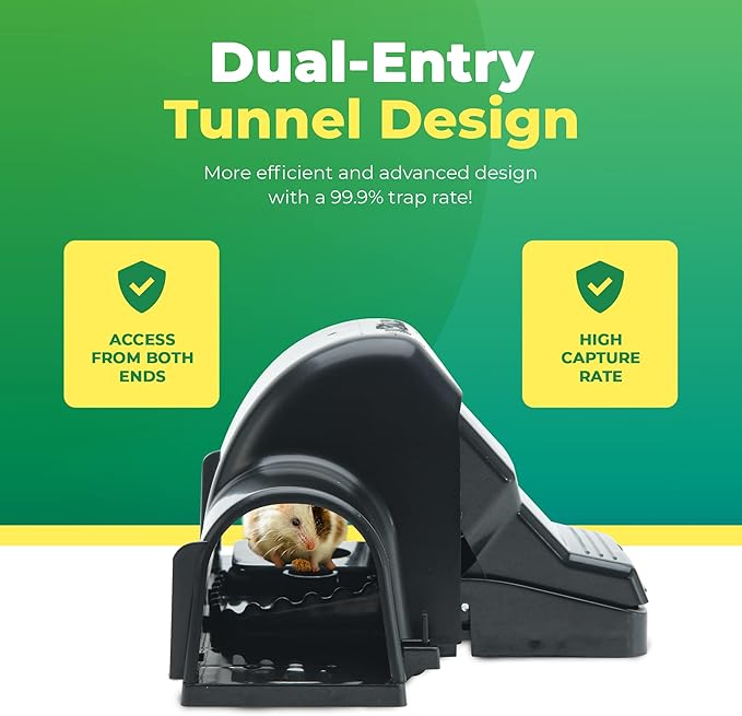 Rat Traps Indoor and Outdoor - Dual-Entry Large Rat Trap Outdoor and Indoor for Home Garden and Restaurant with 99.9% Trap Rate | Easy to Use Rodent Traps with Safe Hands Free Design - UCatch