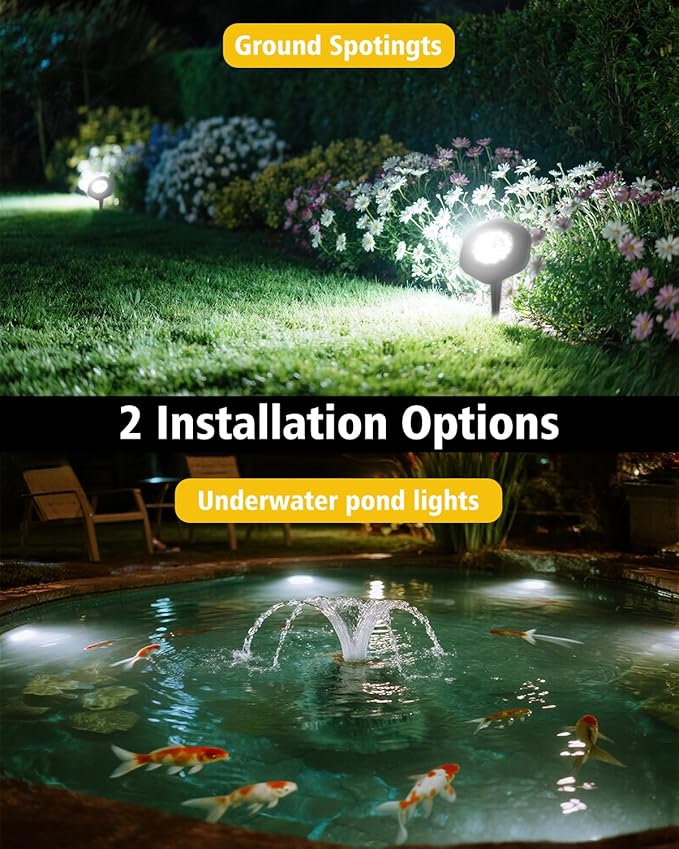 CORESLUX Solar Spot Lights Outdoor Waterproof IP68 3-in-1 LED Cool Light Solar Landscape Lights 2 Light Modes Landscape Path Lights for Outside Garden Yard Pond Pathway