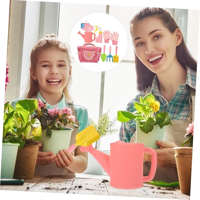 1set Boy Girl Gardening Tools Set Gardening Kit Shovel Rake Watering Can Gloves Apron and Tote Bag for Outdoor Fun and Skill Development
