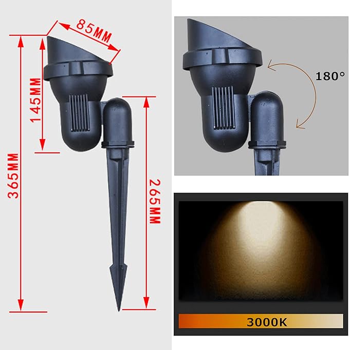 Kiven LED Landscape Plug-in Spotlight Outdoor with Automatic TimerIP65 Waterproof Garden Spotlights5W 110V Yard Flood Light with Spiked Stand Lawn Lights2700K LED Wall Lights for Patio