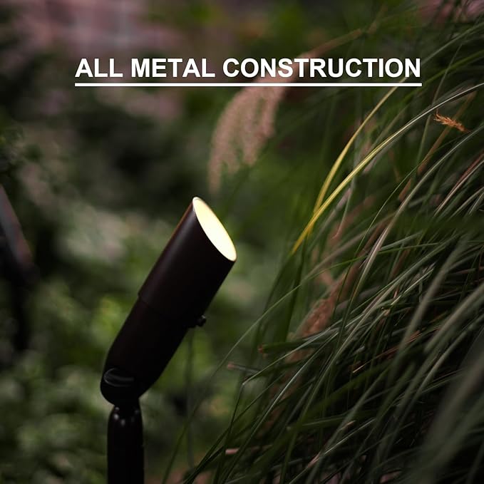 OODSMANN Low Voltage Landscape Flood Lights 20W Halogen 176 Lumen Outdoor Spotlight 3000K Warm White Replaceable Bulbs Outside Hardwired Lighting with Metal Stakes Cable Connectors