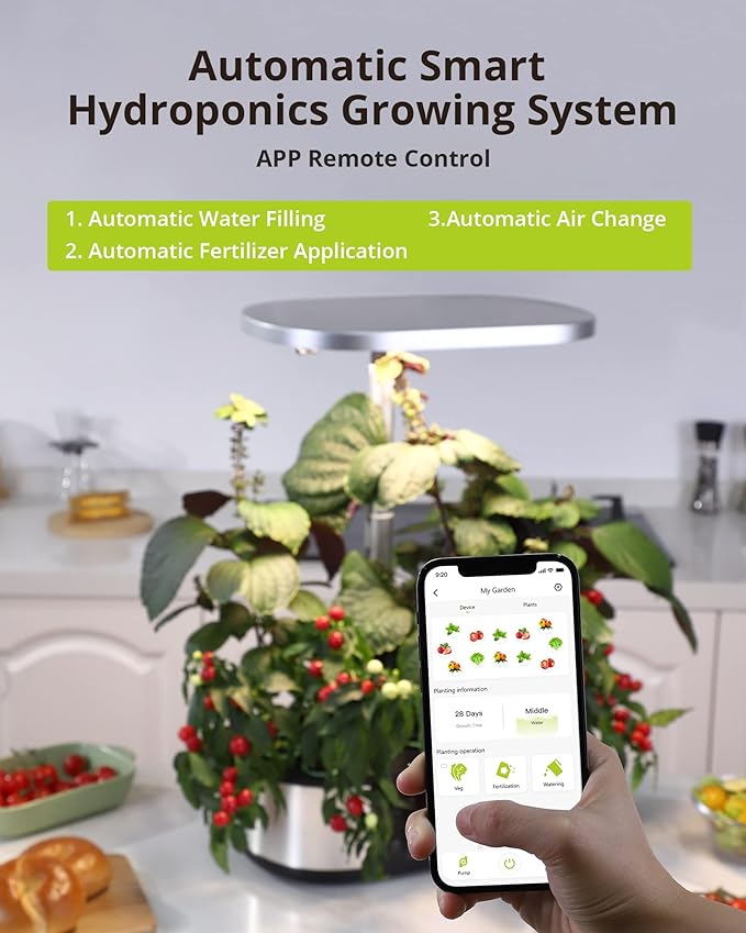 12 Pods WiFi Hydroponics Growing System with APP Controlled Indoor Garden Up to 30 with 36W 120 LED Grow Light Silent Pump System Automatic Timer for Home Kitchen Gardening GS1 Plus