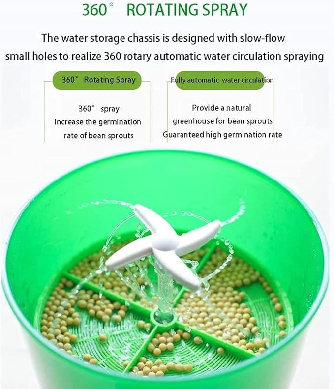 Automatic Bean Sprouting Machine with PTC Heating and 360 Degree Water Sprinkler Seed Germination Kit for Large Capacity Seed Growth