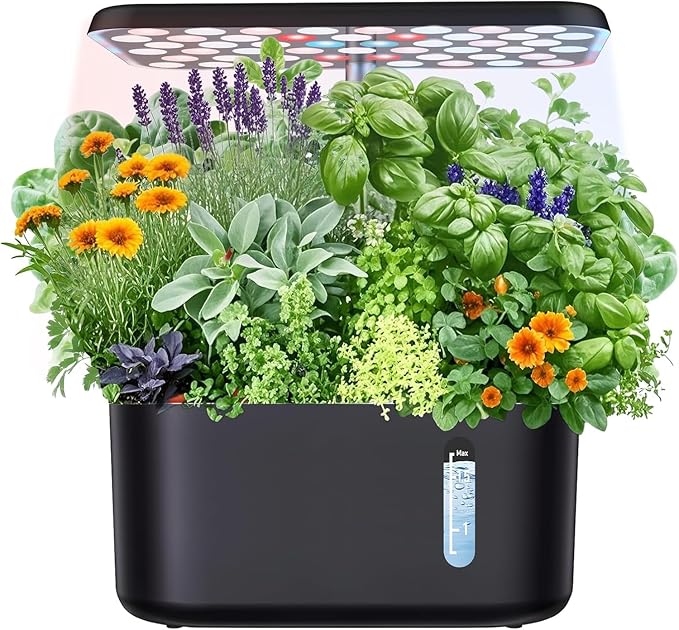 Sonicgrace Indoor Hydroponic Growing System with LED Grow Light Quiet Smart Water Pump 5 Pods Automatic Timer Perfect for Herbs Vegetables and Fruits Ideal Home Office Gardening Gift
