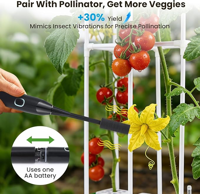 BAOSHISHAN Hydroponics Growing System with Trellis 60 Height Adjust Indoor Gardening System Pollinator&ampVine Securing Clip Hydroponic Tower for Tomato Pepper Cucumber Vines Plant