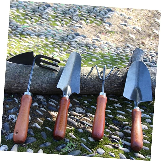 4pcs Mini Garden Tool Set Thickened Iron Shovel and Spade for Transplanting Seedlings Weeding and Cultivating Flowers and Vegetables Lightweight Gardening Tools for Gardeners