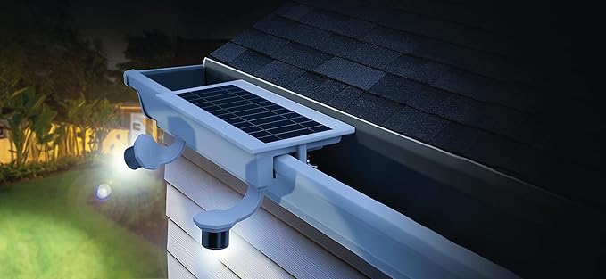 STKR Concepts EZ Home Security Solar Gutter Spot LightWhite