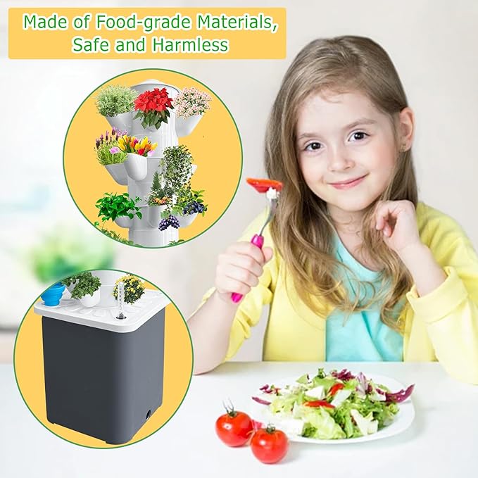 Hydroponics Growing System Vertical Planter Germination Kit Indoor Smart Garden Vegetable Plant Kit with Pump and Movable Water Tank Gift for Gardening Lover (30-Plant)