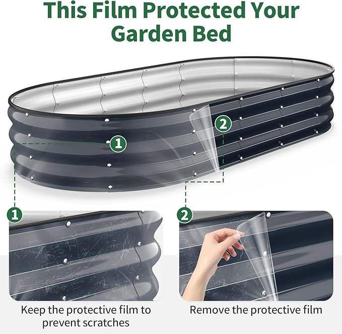 Kesfitt Raised Garden Bed 6x3x1 FT Galvanized Steel Metal Raised Garden Bed Oval Open-Bottom Design 12-Inch Deep for Outdoor Vegetable &amp Herb Gardening Midnight Blue