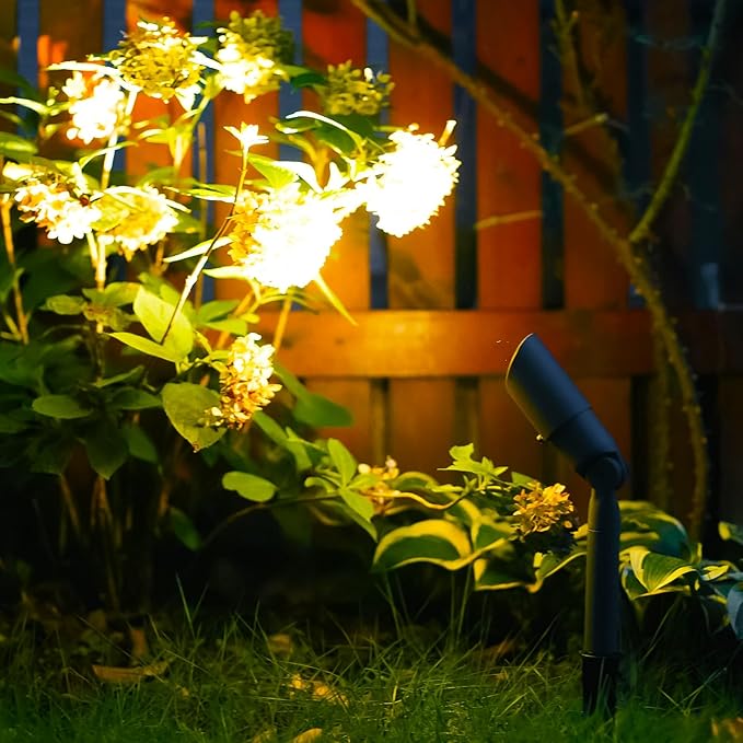 VENUS MANUFACTURING 4Pack Low Voltage Spotlight &amp Floodlight 12V Weatherproof Outdoor Landscape Flood Light Kits 20 Watt Halogen Spotlights 3000K Warm White Garden Trees Spot Light with Spike