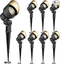 GOODSMANN 8PK Low Voltage Landscape Lights 20W Halogen 145 Lumen Spotlights Outdoor Lighting with Metal Stake and Connector Flood Lights