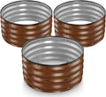 Round Galvanized Raised Garden Bed // 2×2×1 ft (3-Pack) Galvanized Raised Garden Beds Outdoor for Gardening Vegetables Flowers (Dark Wood Grain) // Patented Tool-Free Design Round Planter